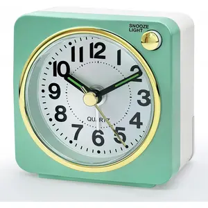 Ultra Small  Analog Travel  Clock, Retro Bedside Table Clocks for Bedrooms, Desk Clock,   Decor for Bathroom Kichen Living Room, Mint