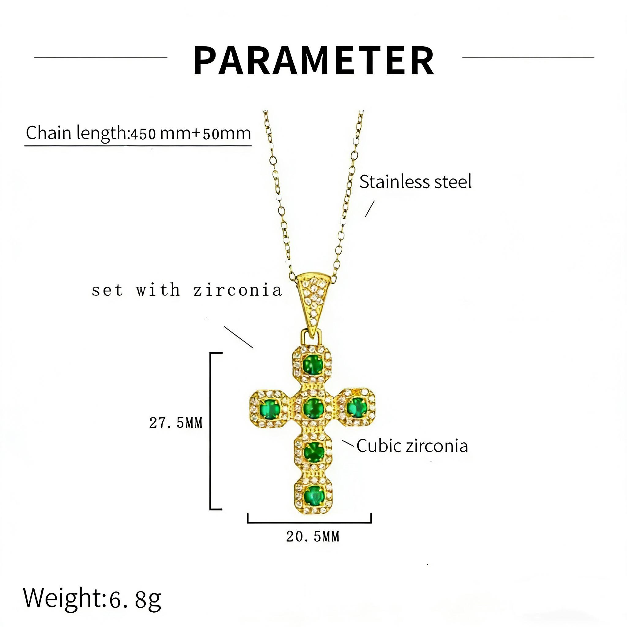 Minimalist Green Diamond Cross Pendant Necklace, Two-Tone Gold & Silver, Layered Cross Necklace for All Occasions, Ideal Gift for Girlfriend, Mom, Daughter, Perfect for Mother’s Day & Holidays Minimalist Green Diamond Cross Pendant Necklace, Two-Tone Gold & Silver, Layered Cross Necklace for All Occasions, Ideal Gift for Girlfriend, Mom, Daughter, Perfect for Mother’s Day & Holidays