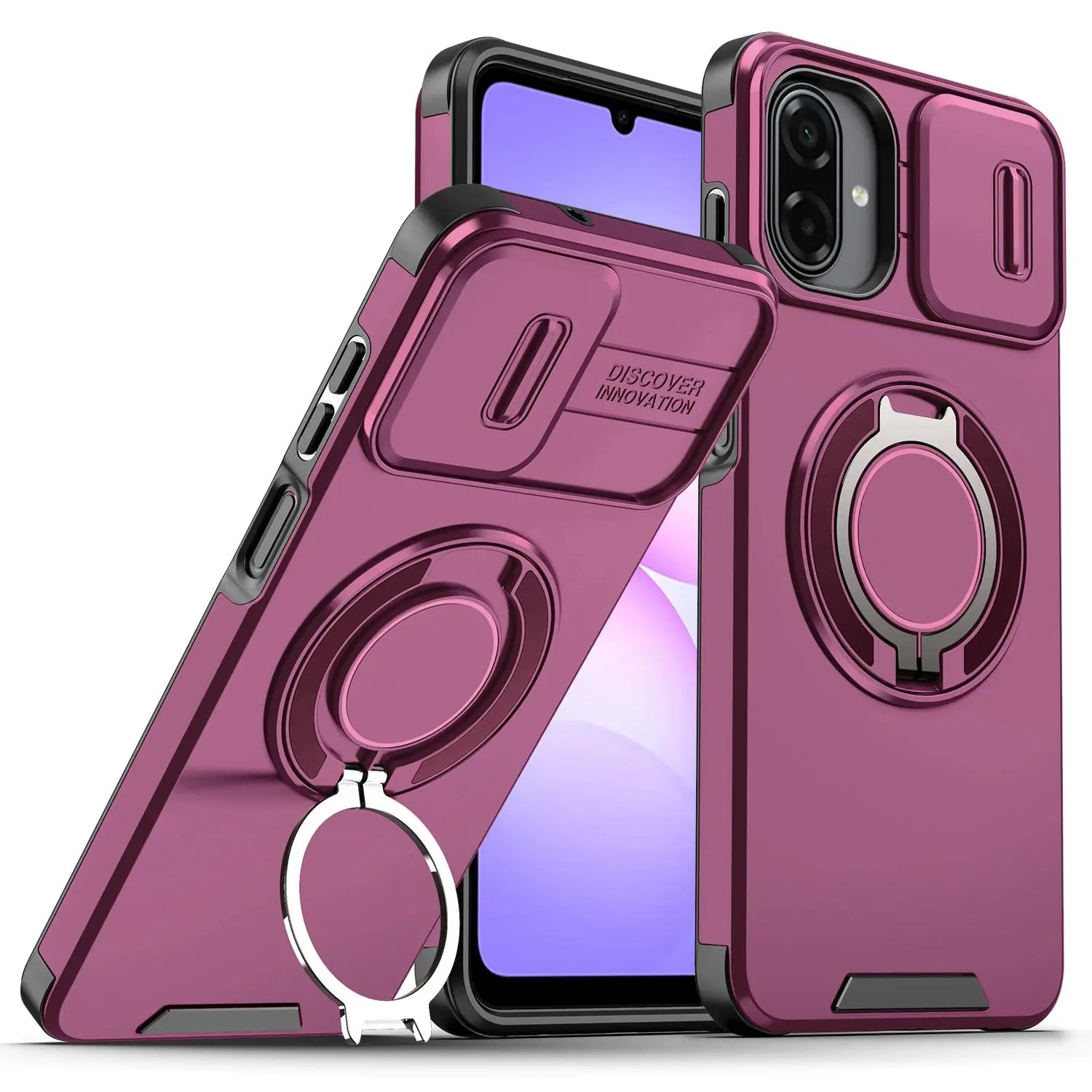 HAY Armor Ring Holder Magnet Phone Case with Slide Camera Cover - Mobile Phone Accessories for Samsung S26, S25 Edge, S24, S23 Plus, Ultra, FE, A57, A37, A27, A17, A07, A56, A36, A26