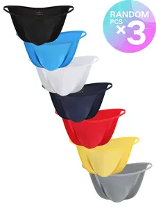 2/3/4 Pcs Random Color Men's Fashion Narrow Waistband Triangle Briefs, Breathable & Comfortable, Bikini Style, Suitable for Casual, Sports, Fitness, Beach Party & Gathering