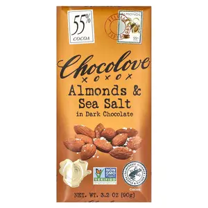 Chocolove Almonds & Sea Salt in Dark Chocolate, 55% Cocoa, 3.2 oz (90 g)
