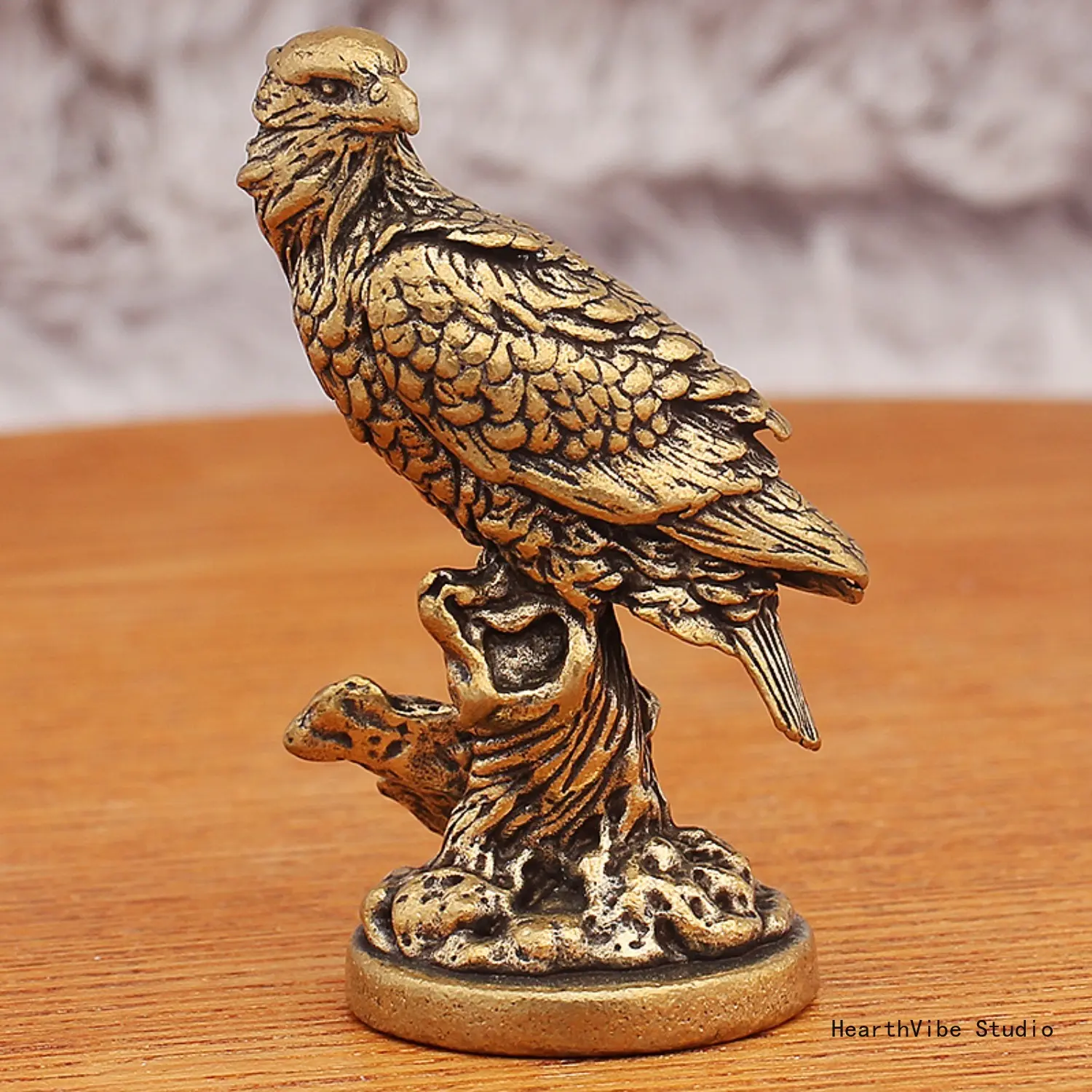 Handmade Vintage Eagle Brass Figurine - Small Copper Metal Craft with Resin Base, Desk Accessory, Hammock Enthusiast Gift, Sports & Outdoor Camping Hiking Hammock Decor, Figurines & Miniatures, Gift For Hammock Enthusiasts, Hammock Enthusiasts