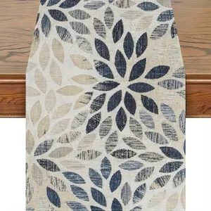 1pc, Navy Blue Dahlia Table Runner Featuring Dahlia Pinnata Flowers, a Modern And Elegant Geometric Design Suitable for Farmhouse Decor, Perfect for Home Dining Parties And Entrance Displays (13X72 Inches)