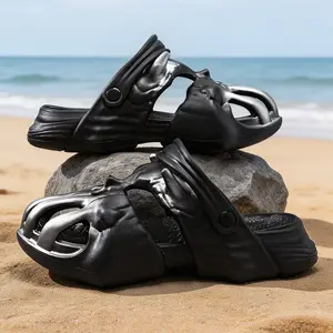 Men’s Festival Ready Skull Clogs with Dark Gradient Finish and Unique Horned Shape, Comfortable Summer EVA Sandals for Daily Comfort, Footwear, Walking Shoes