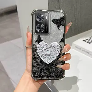 1 Piece Suitable For Oppo A58/A79 5G/A57/A78/A17/A60/A38/A18/A54/A16/A77/A77s/A54s/A57s/A57e/A16s Lace Butterfly Flower Cluster Flexible Phone Case Cover Suitable For OPPO A57 4G With Elegant And Stand Features Suitable For Outdoor