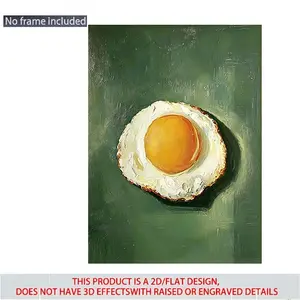 1 pc, wall art, vintage poster, delicious looking fried egg art print, green cure canvas painting, unique and creative wall aesthetic decoration, perfect decoration for kitchen and dining room, frameless