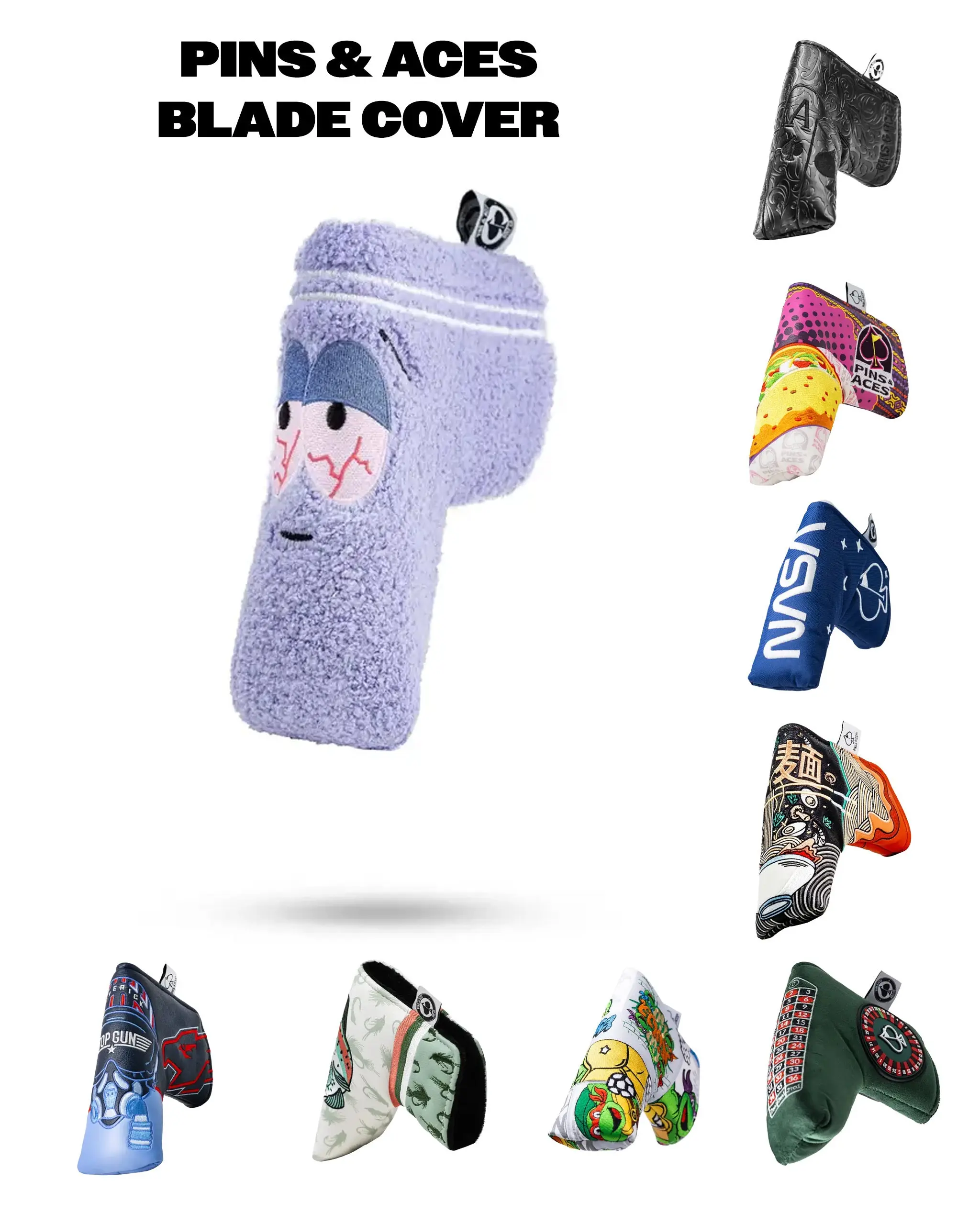 Premium Synthetic Leather Blade Putter Cover with a Fun Design, Durable Golf Headcover with Strong Magnetic Closure and Soft Interior for Standard Blades, Golf Accessories