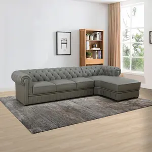 A Ainehome Dark Grey Cow Top Leather 2-Piece Living Room Sofa Set Classic Design for Cozy Seating Area Elegant and Luxury Breathable Mould-proof Non-discoloring Non-creasing Non-cracking Non-delaminating Water-proof