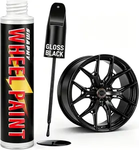 Gloss Black Rim Touch Up Paint, Rim Paint for Curb Rash & Scratch, Car Wheel Scratch Repair Kit for Alloy, Enamel, Metal, Universal Black Automotive Touch Up Paint Pen ( fl oz)