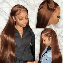 Deep Wave Lace Frontal Wig 30Inch Brazilian Chocolate Brown Curly Human Hair Wig 13x4 13x6 Hd Transparent Lace Frontal Deep Wave Wig  Colored Water Wave Brazilian Wigs For Women Pre Plucked 180% Density