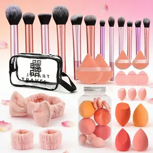 30 Pcs Makeup Brushes Set 30Pcs Makeup Kit With Case Premium Soft Synthetic Hair Foundation Brush Concealer Brush Eyeshadow Brush Transparent Make up Brushes Set With Beauty puff,Foundation Makeup Brush Kit Eye and Face Make up Brushes & Tools