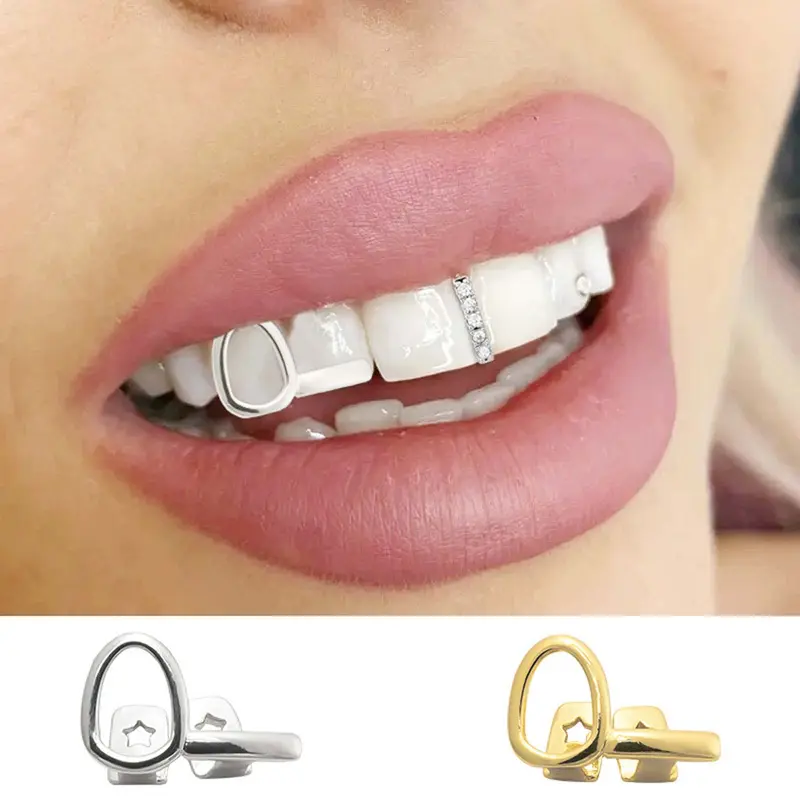 Two-Tone Bar Design Grillz for Men & Women – Hypoallergenic Hip Hop Jewelry, Daily & Party Personalized Gift