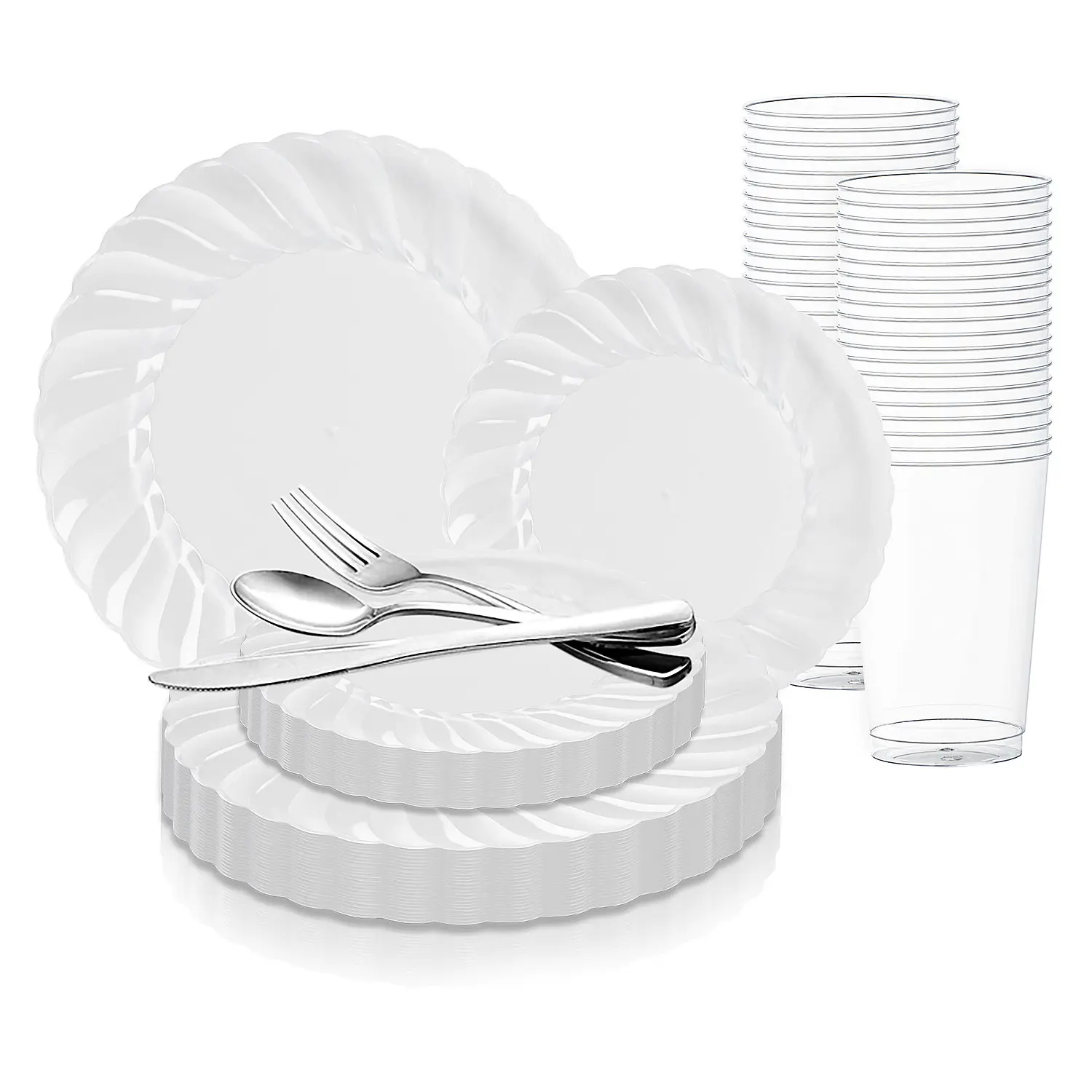 Clear Flair Plastic Dinnerware Value Set (72 Settings)