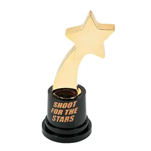 5 1/4" x 2" Shooting Star Black & Gold Plastic Trophies - 12 Pc.