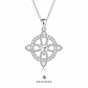 DRINSPER Witches Knot Heart Cubic Zirconia Dainty Necklace - Hecate Goddess Celtic Knot Pendant, Copper Witchy Protection Amulet with Heart Center Stone, Women's Fashion Jewelry Gift, Dainty Necklaces