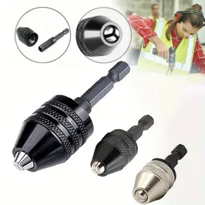 3Pcs Keyless Drill Chucks(0.6-8mm*1,0.3-3.6mm*2) with 1/4" Keyless Drill Bit Chuck Hex Shank Adapter Converter Quick Change For Mini Drill Chuck,Hand Tools Kits,Springtok