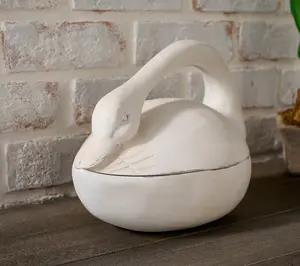 Cozy Cottage by Liz Marie Resin Swan Container with Lid