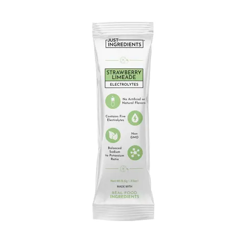 Just Ingredients Strawberry Limeade Electrolytes Stick - 1 Individual Stick - Supports Energy, Recovery & Electrolyte Balance* - Hydration Drink Mix with Coconut Water, Sea Salt, and Trace Minerals - Made with Real Food - No Added Sugar