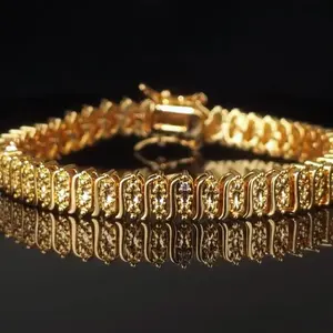 Gold Tennis Bracelet for Women, Cubic Zirconia Elegant Minimalist Chain, Luxury Hypoallergenic Jewelry Gift for Her, Christmas Valentine Birthday Present