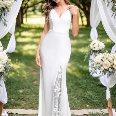 chinese dress ladies MGNY Madeline Gardner New York 2750 Long Ball Gown Lace Wedding Dress main image 0