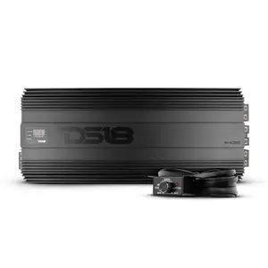 DS18 H-KO10 Korean Half Bridge 1-Channel Monoblock Car Audio Amplifier with Voltmeter and Clip Indicator, 10000 Watts Rms - Remote BASS Knob Included