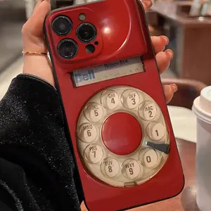 Vintage Telephone Pattern Phone Case, Retro Design Cellphone Protective Cases, Shockproof Mobile Phone Cover Compatible with iPhone Smartphone, Casing, Accessories, Protection
