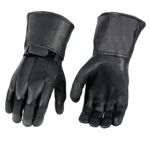 Milwaukee Leather Men's Leather Gauntlet Lined Motorcycle Hand Gloves