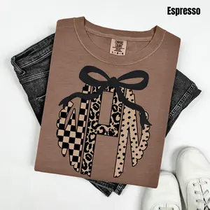 Tan Pattern Blend Monogram Comfort Colors T-Shirt 'NLB'