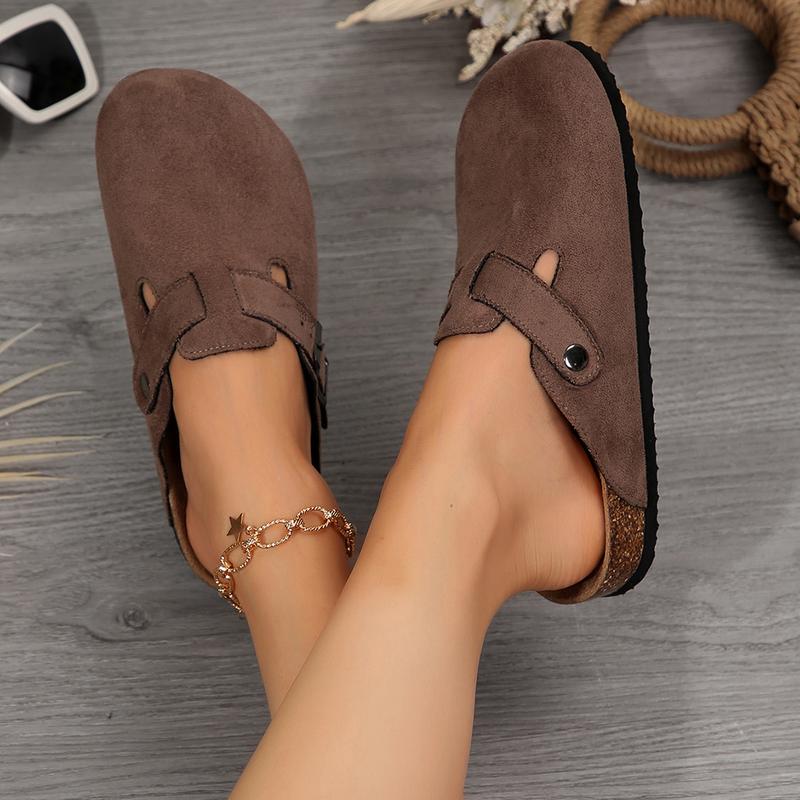Women's Comfortable Slippers Suede Leather Cork Footbed Potato Shoes with Cushioned Cork-Footbed Springfresh