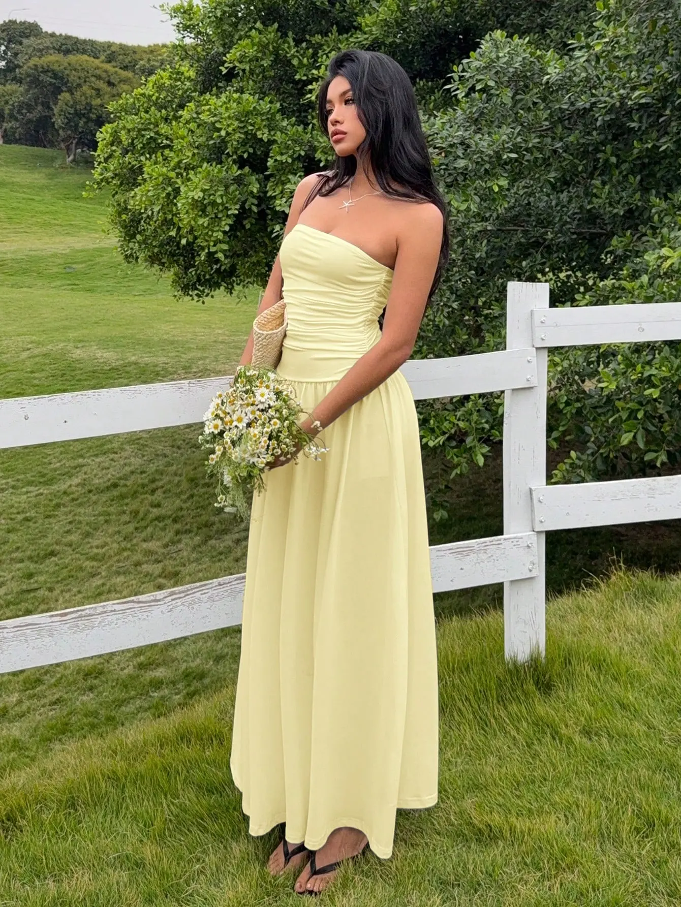 yellow floral flowy dress Bella and Bloom Boutique