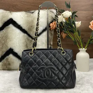 Pre-owned CHANEL PST Caviar Leather Gold Hardware Tote Bag 866