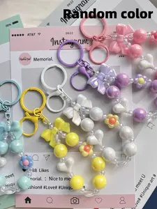 3 Piece Random Color Minimalist Keychain Set, Transparent Acrylic with Star Heart Charm, Cute Women's Holiday Gift Accessory,Valentine's Day,lovers, Stylish Keychain