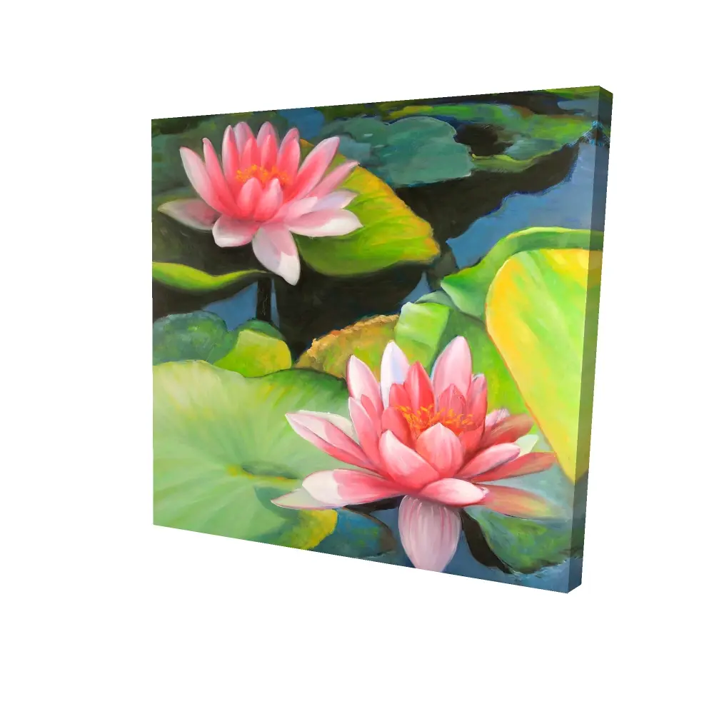 Begin Home Decor 2080-2424-FL186 24 x 24 in. Romantic Botanical Bedroom Canvas - Water Lilies & Lotus Decor