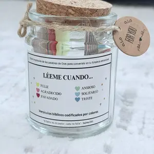 Leeme Cuando Inspirational Bible Verse Jar with Color-Coded Verses for Emotional Strength and Support Glass Bottles Gift for Any Occasion
