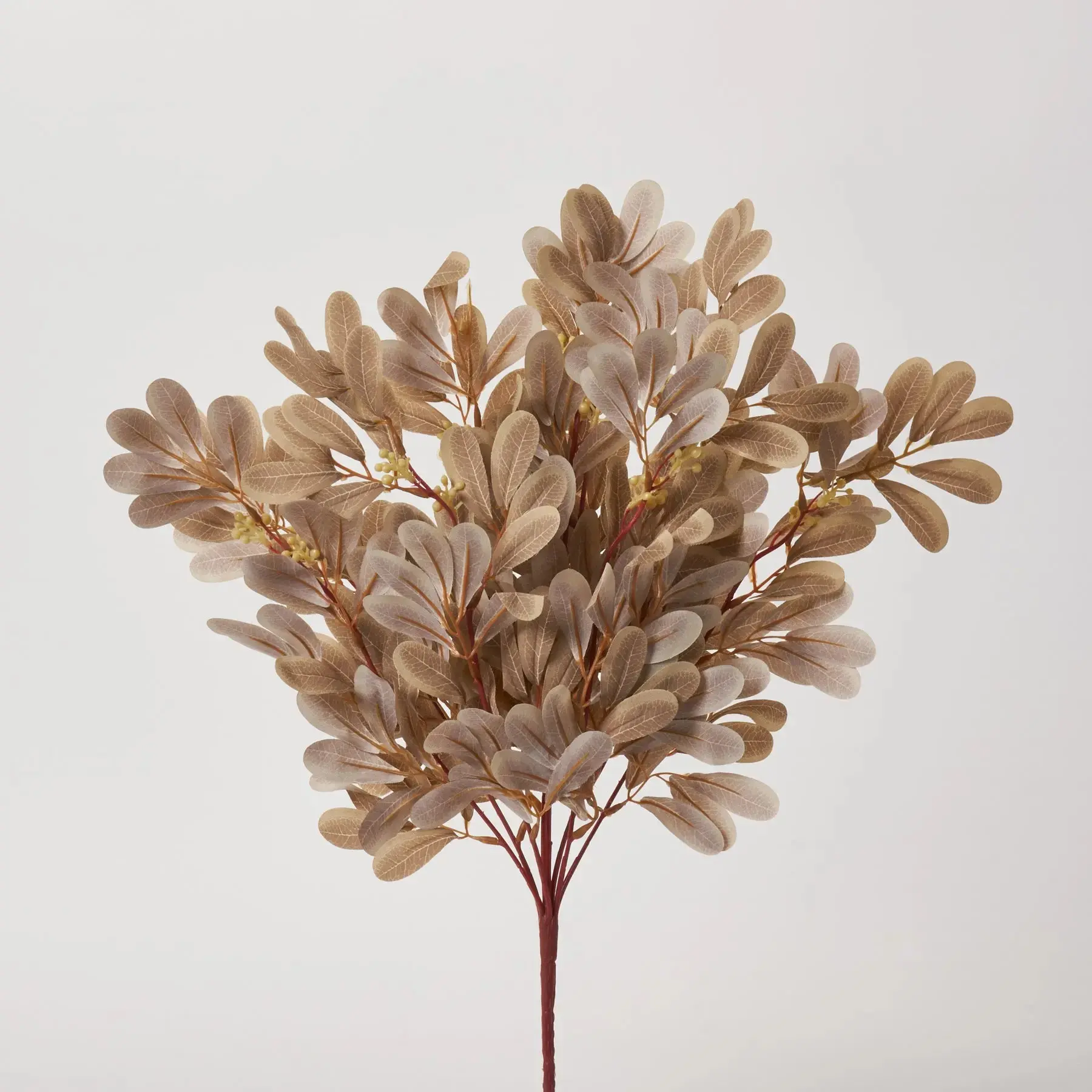 19" Synthetic Taupe Privet Leaf Bouquet, Autumn Fall Foliage Bush for Home Decor, Room Decor Plants