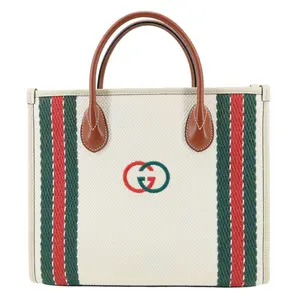 Pre-owned GUCCI Canvas Shoulder Bags Interlocking GG Web Satchel Bag White 701737