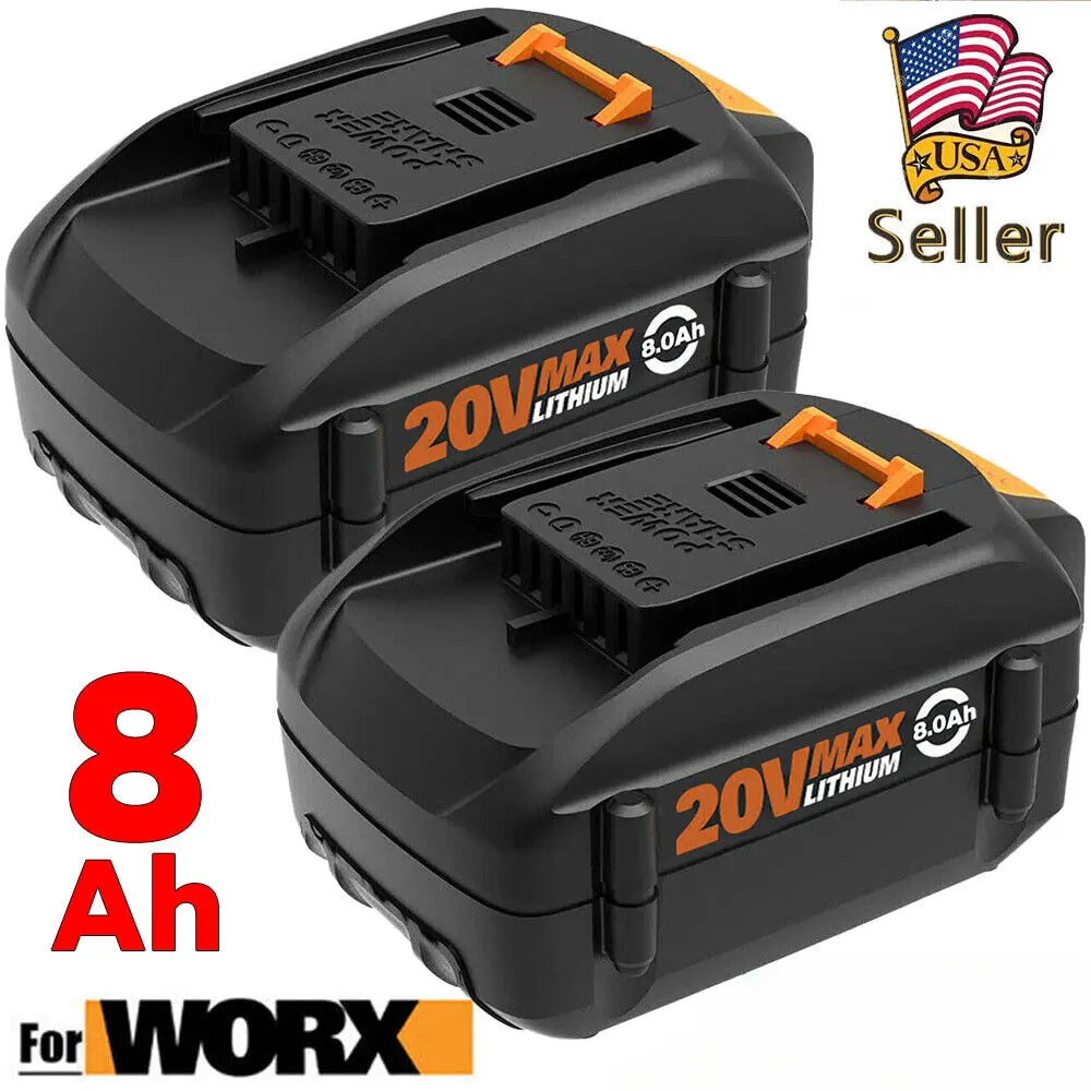 Portable 2-Pack 20V Max 8.0Ah Lithium Battery, Compatible with WORX WA3525 WA35 Power Tools