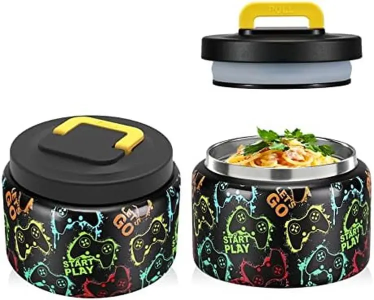 8 Oz Thermo Food Jar for Hot & Cold Food for Kids, Insulated Lunch Containers Hot Food Jar,Leak-Proof Vacuum Stainless Steel Wide Mouth Lunch Soup Thermos for School,Travel (Game Console)