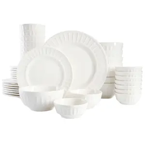 Gibson Home Gracious Dining Gourmet Expressions 40-Piece Embossed Porcelain Dinnerware Set