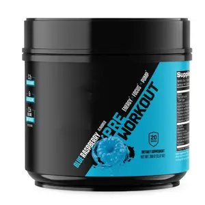 Preworkout Powder, Blue Raspberry, High Stim, Sugar-Free, 20 Servings