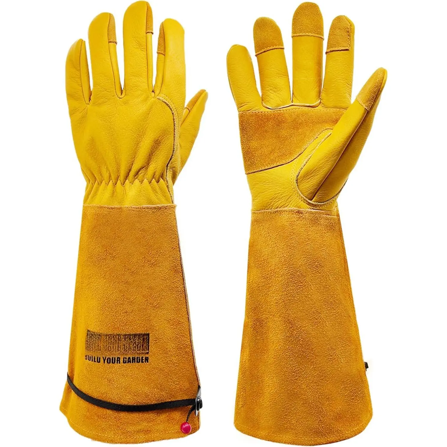 Long Cowhide Gardening Gloves for Women Men, Thorn Proof Garden Gloves for Rose Pruning, Cactus Heavy Duty Gauntlet