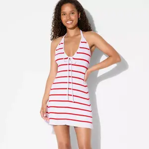 Women's Mini Sweater Dress - Wild Fable White/Red Striped S