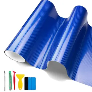 12''x120'' Blue Carbon Fiber Vinyl Wrap Roll Bubble Free Air Release (1 Foot by 10 Foot) - Self Adhesive Car Vinyl Sheet Decoration Sticker for Interior/Exterior