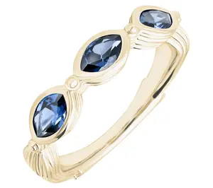 Ariva 14K Gold Clad Three Stone London Blue Topaz Ring
