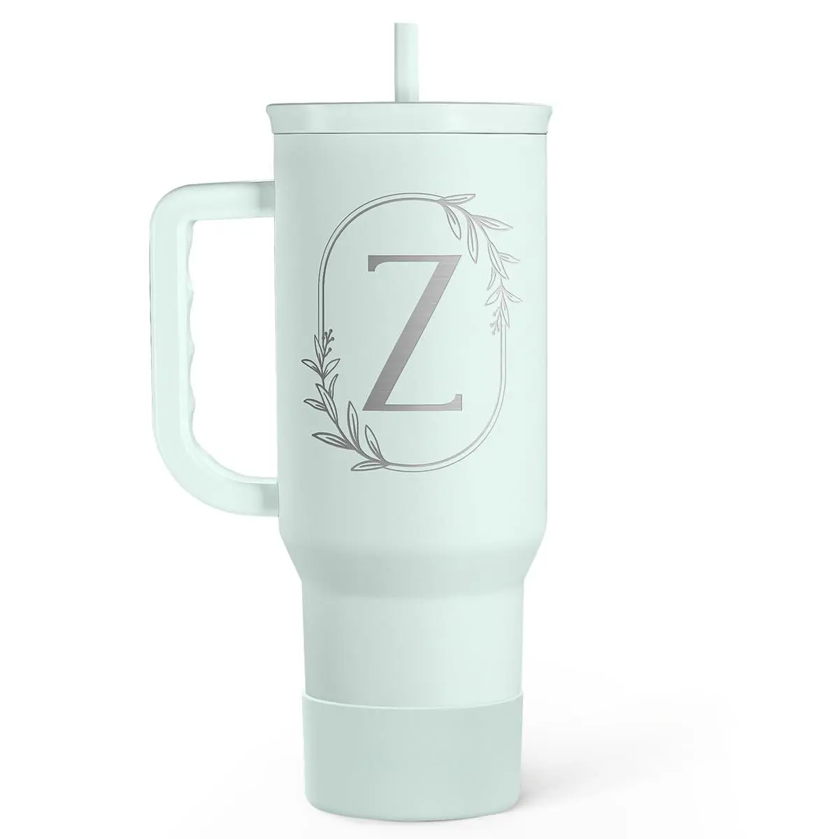 Personalized Monogrammed Tumbler With Handle 40oz  Letter Z Tumblers Insulated Coffee Travel Cup Custom Initial Gift For Women Friends Monogram Christmas Birthday Mothers Day