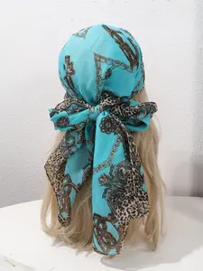 Women's Floral Silk Scarf, Long Dual-Wrap Shawl, Sun Protection Wrap, Multi-Purpose Fashion Accessory, Vintage Polka Dot Design