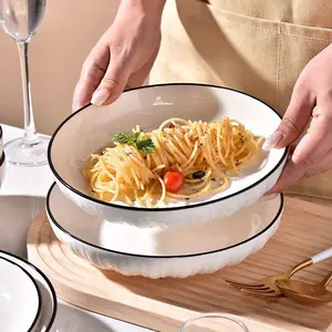 Italian Ceramic Plate Set, Elegant Dinner Plates, Scalloped Plates, Multipurpose Tableware for Pasta Salad Dessert, Ideal for Holiday Daily Meals and Gifting