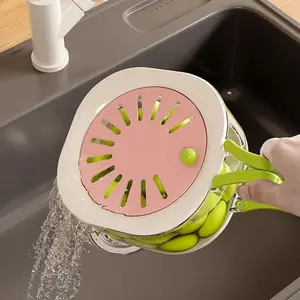 Fruit Washing Bowl Drain Basket Fruit Drainer Container with Foldable Handle Food Strainer Thickened Fruit Plate  Strainer Bowl