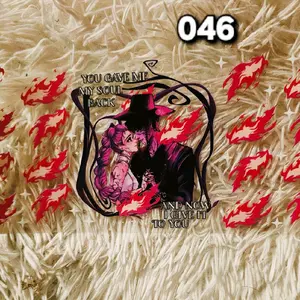 Kpop Cup Wrap 046 - Unique Design with Fiery Elements and Inspirational Text for Fans