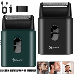 Mini Shaver Electric Rechargeable Foil Shaver for Men with Pop-up Beard Trimmer Wet & Dry Use USB Charging High-speed Motor Green/Black